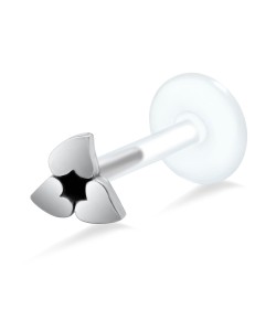 Flowery Heart Shaped Labret Silver LA-70